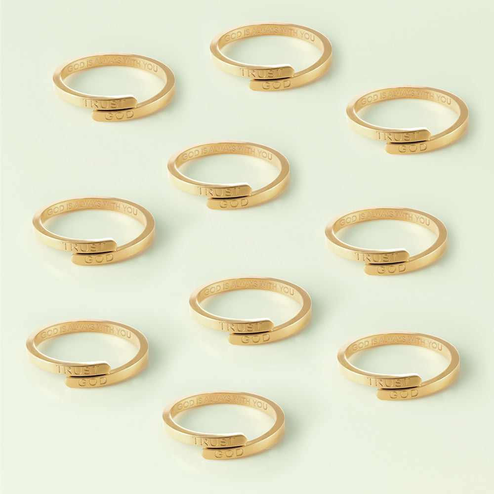 Trust God Ring (18k Gold plated, Adjustable size) -10sets
