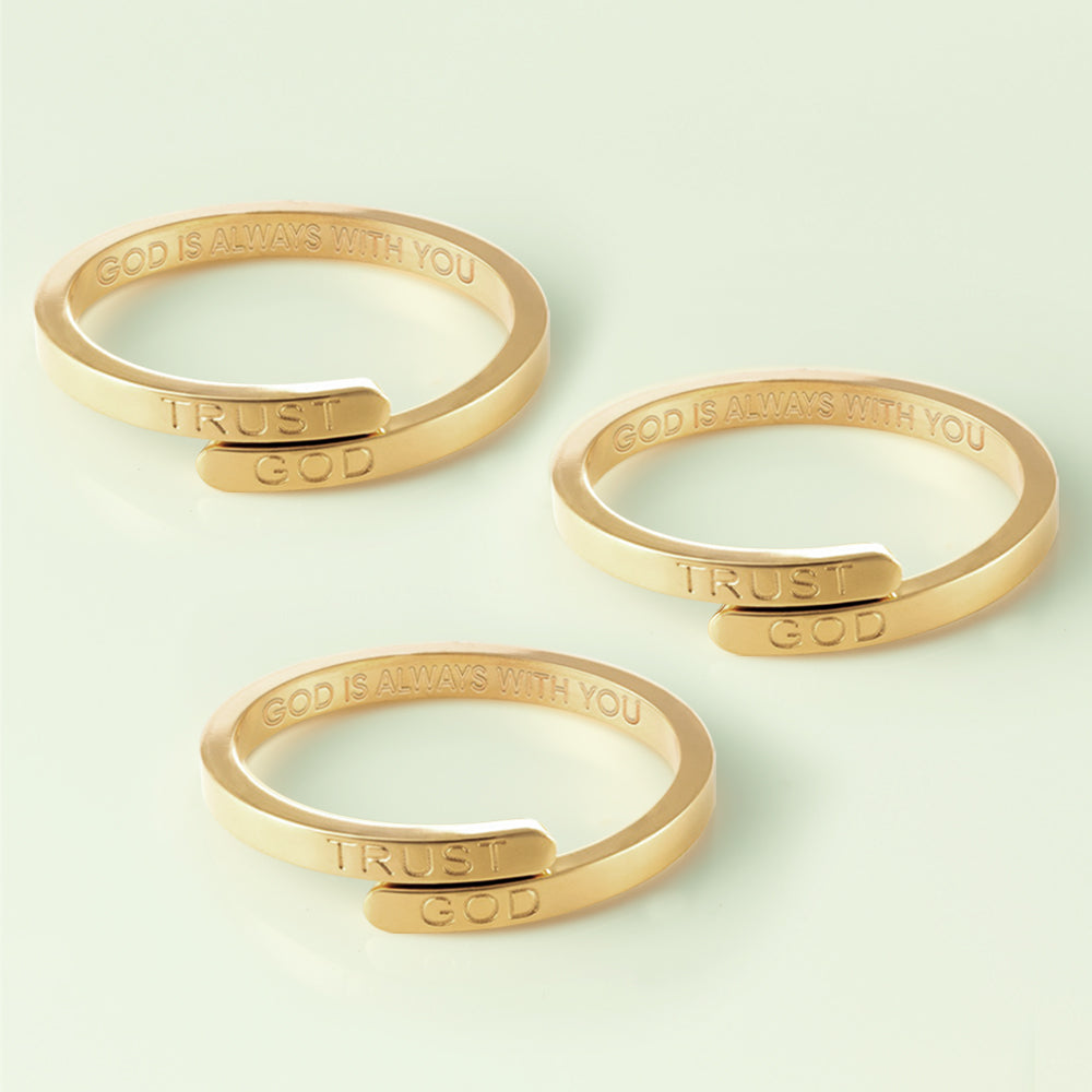 Trust God Ring (18k Gold plated, Adjustable size) -3sets