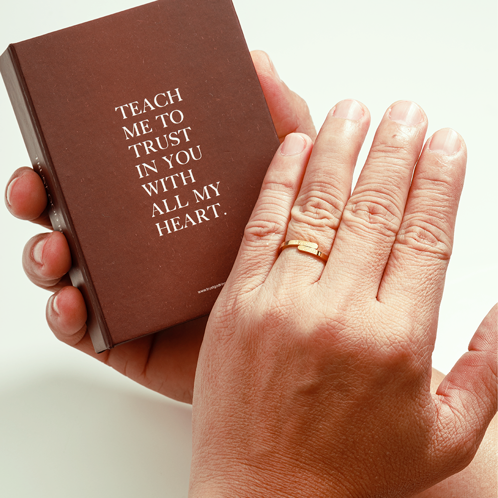 Couples Set Trust God Ring (18k Gold plated, Adjustable size) -2sets