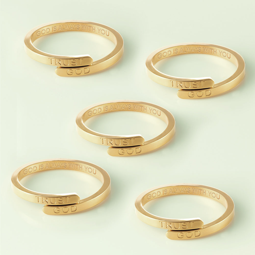 Friendship Set Trust God Ring (18k Gold plated, Adjustable size) - 5sets