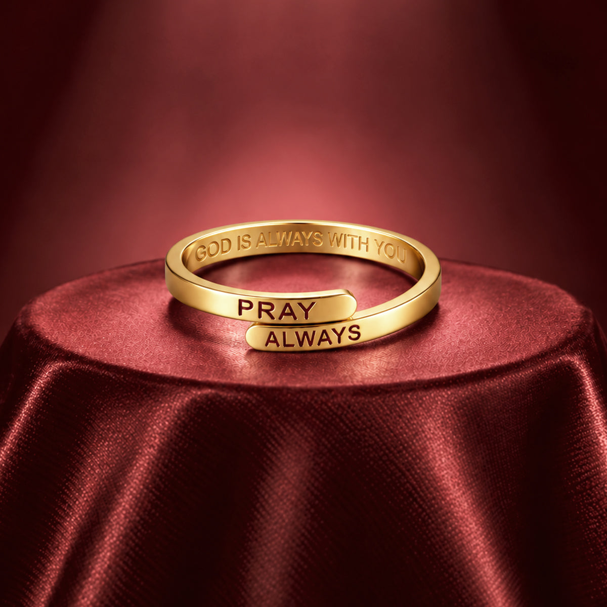 Gold Pray Always Ring (Adjustable size)