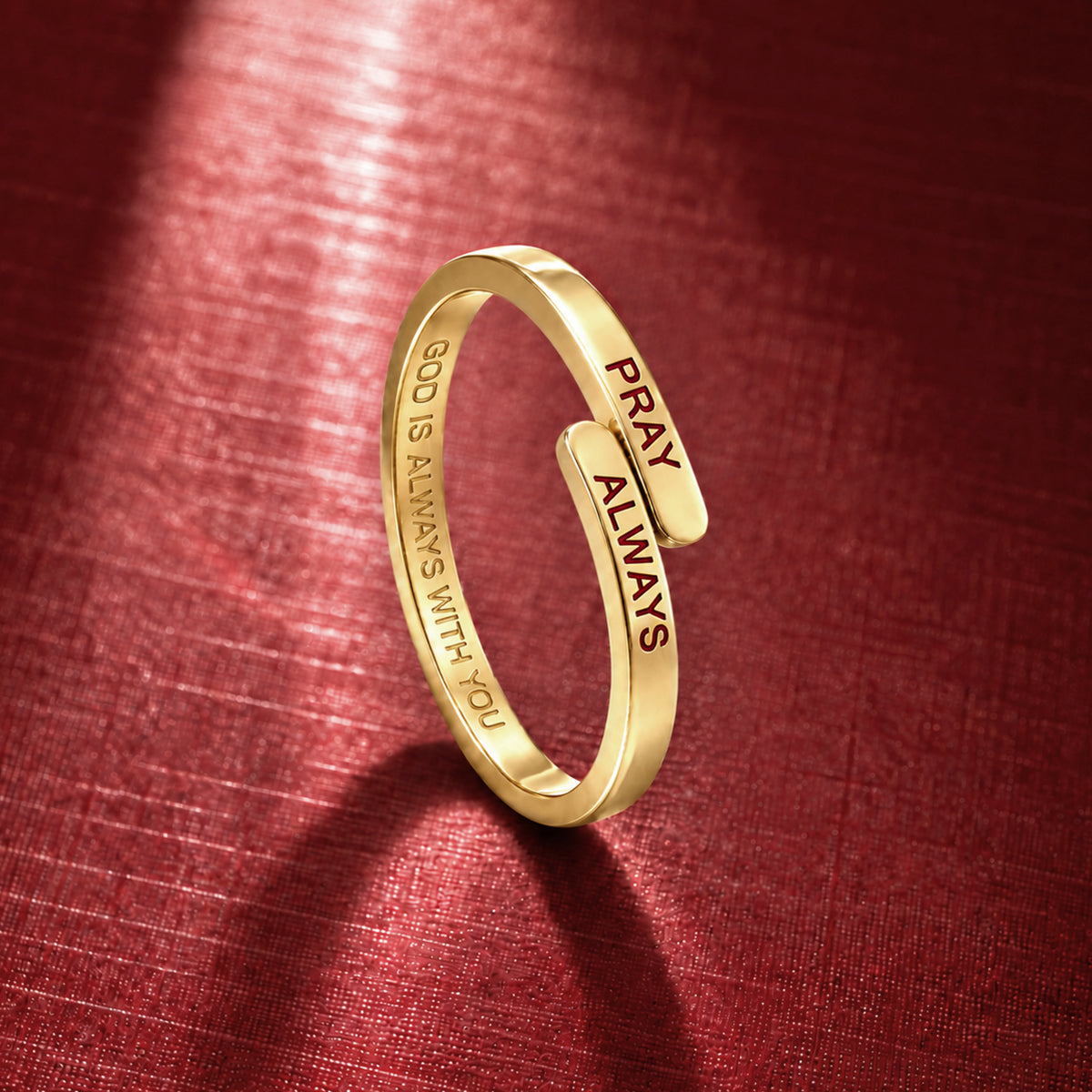 Gold Pray Always Ring (Adjustable size)