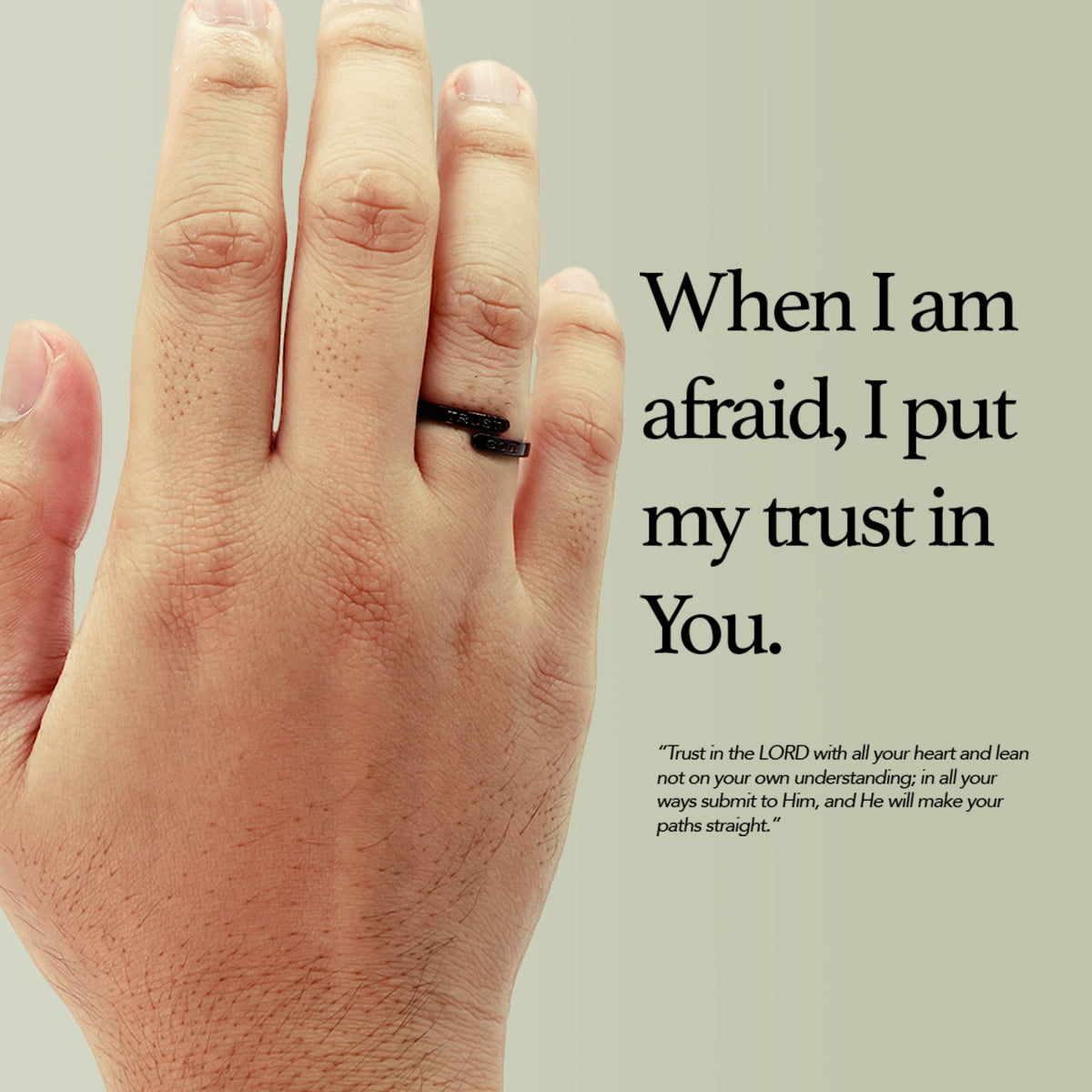 Black Trust God Ring (Adjustable size)