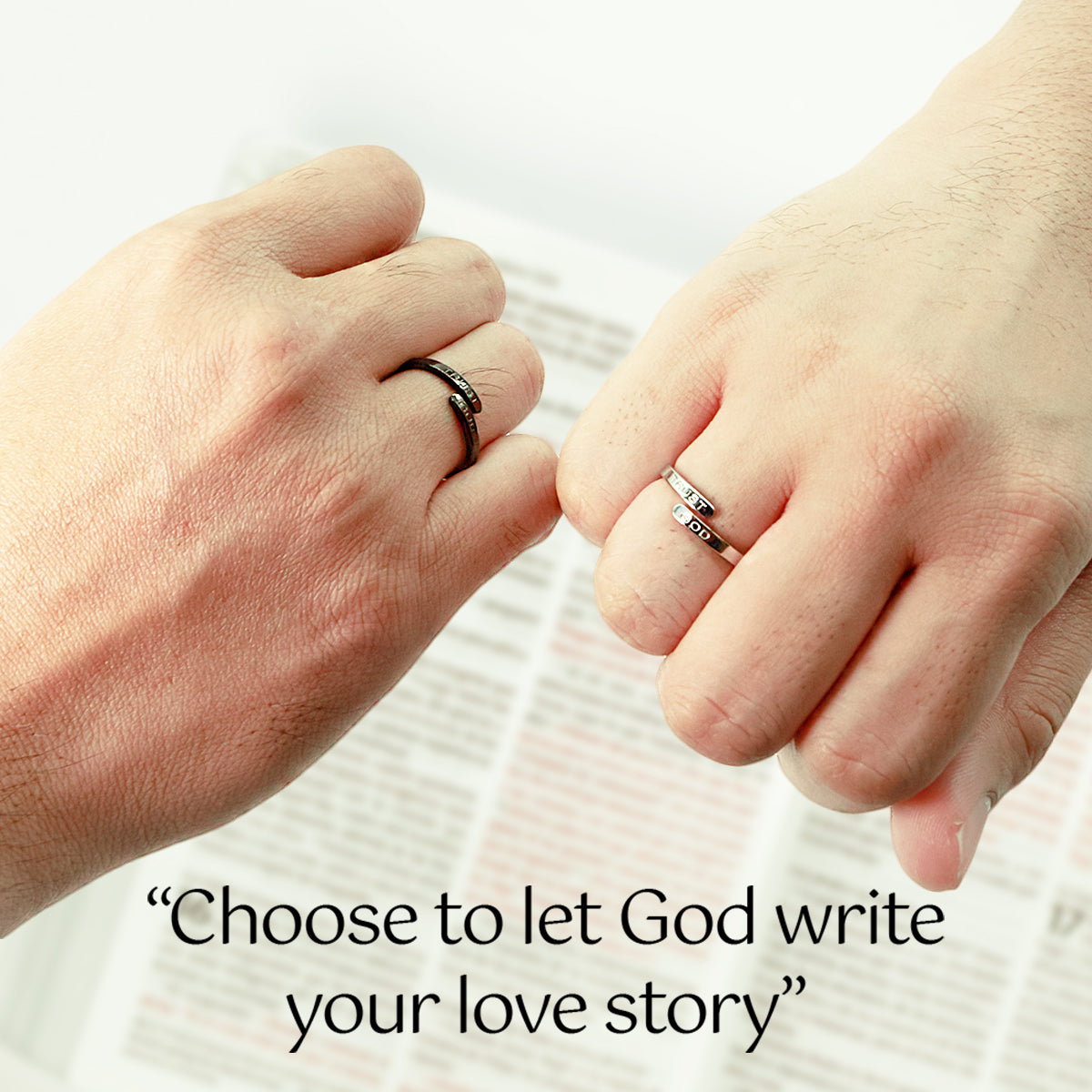 Black Trust God Ring (Adjustable size)