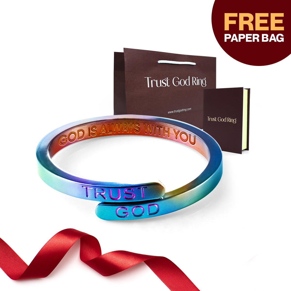 Colored Trust God Ring (Adjustable size)