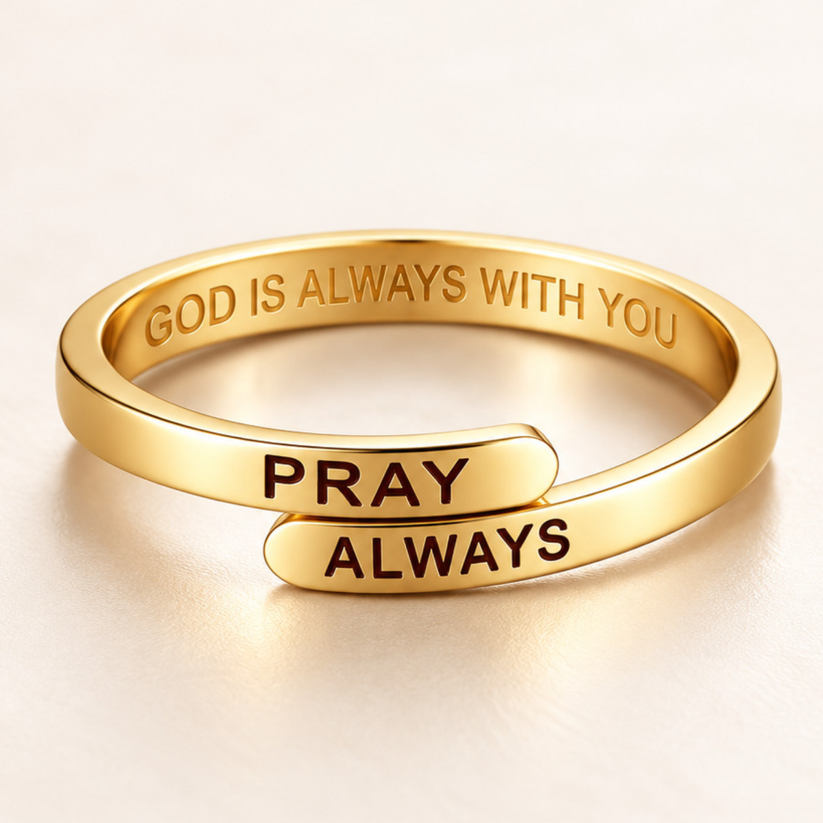 Gold Pray Always Ring (Adjustable size)