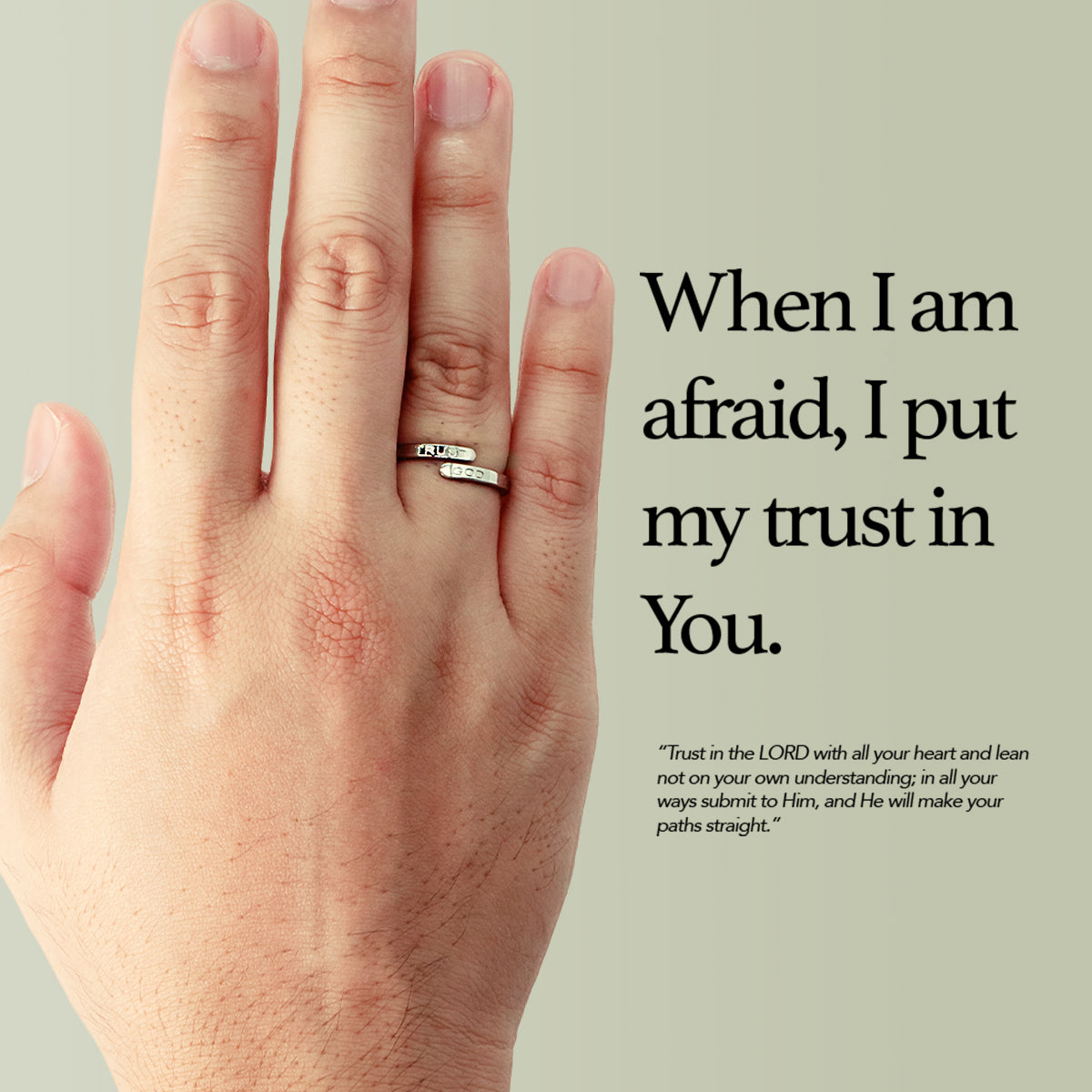 Silver Trust God Ring (Adjustable size)