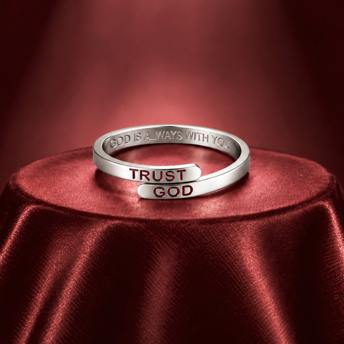 Silver Trust God Ring (Adjustable size)