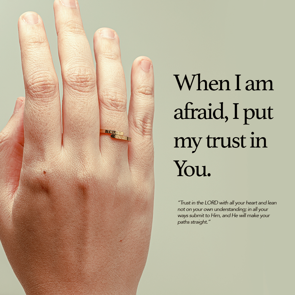 Couples Set Trust God Ring (18k Gold plated, Adjustable size) -2sets