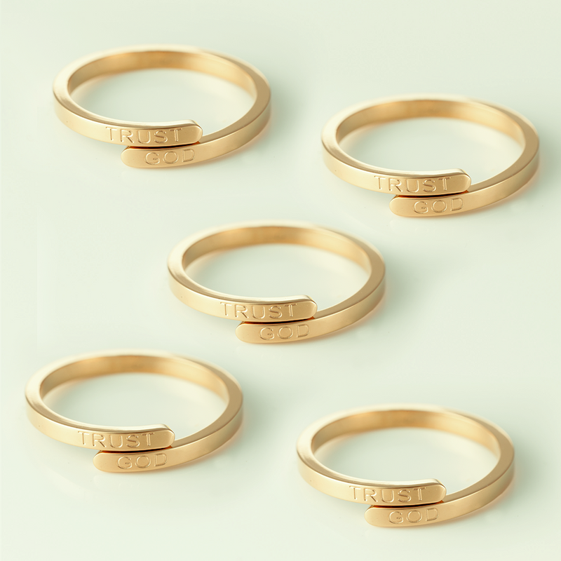 Trust God Ring (18k Gold plated, Adjustable size) -5sets