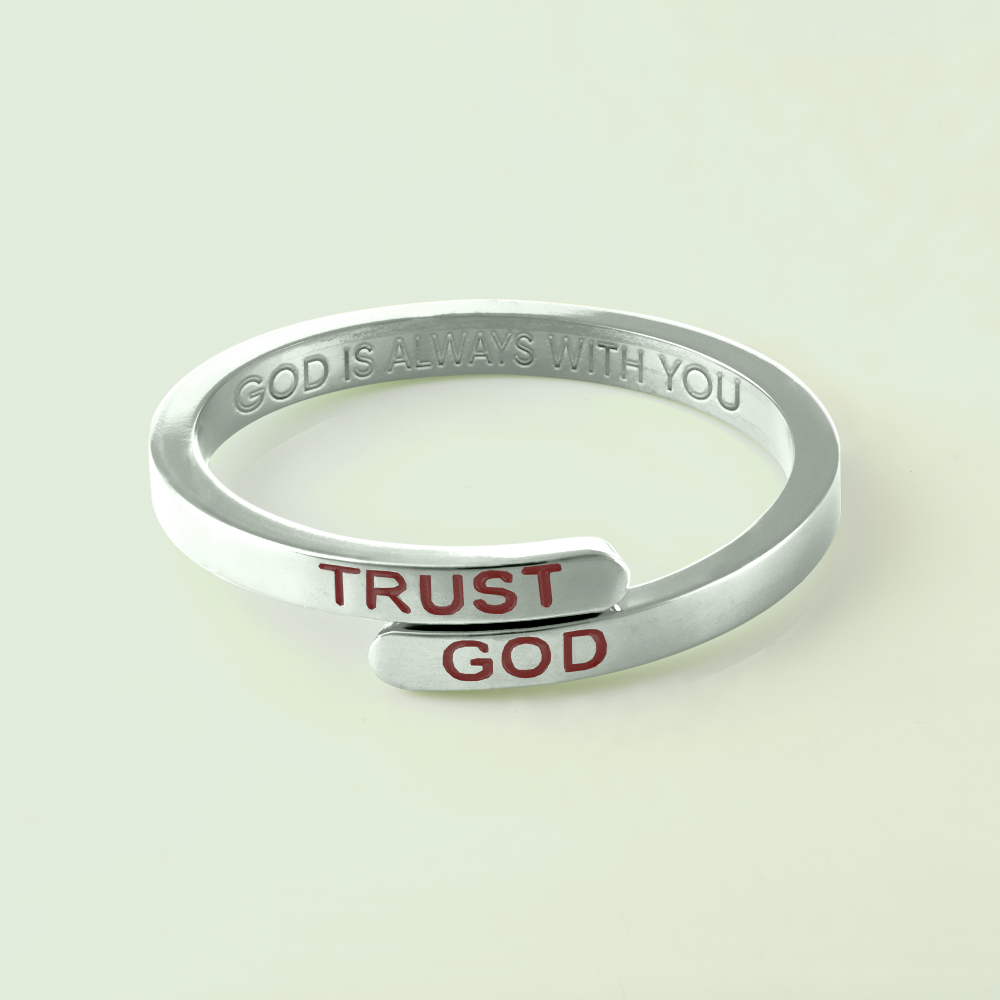 Silver Trust God Ring  (Adjustable size)