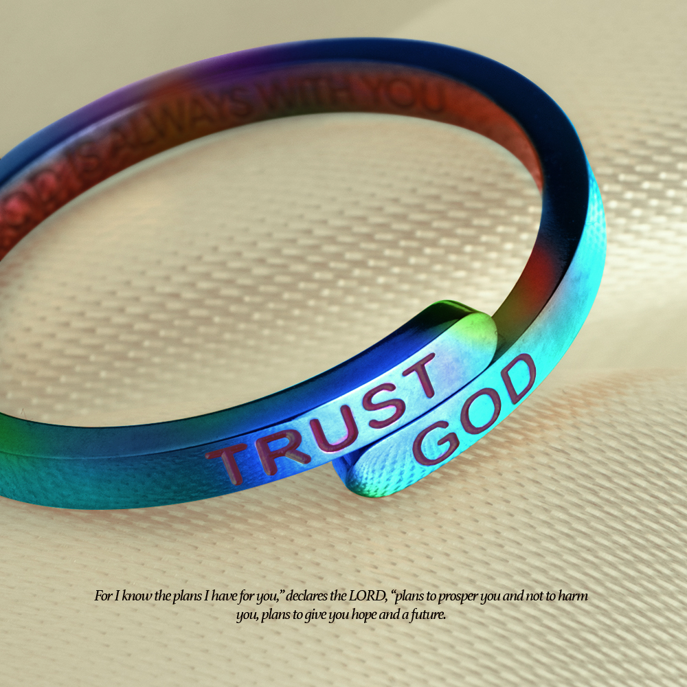 Colored Trust God Ring  (Adjustable size)