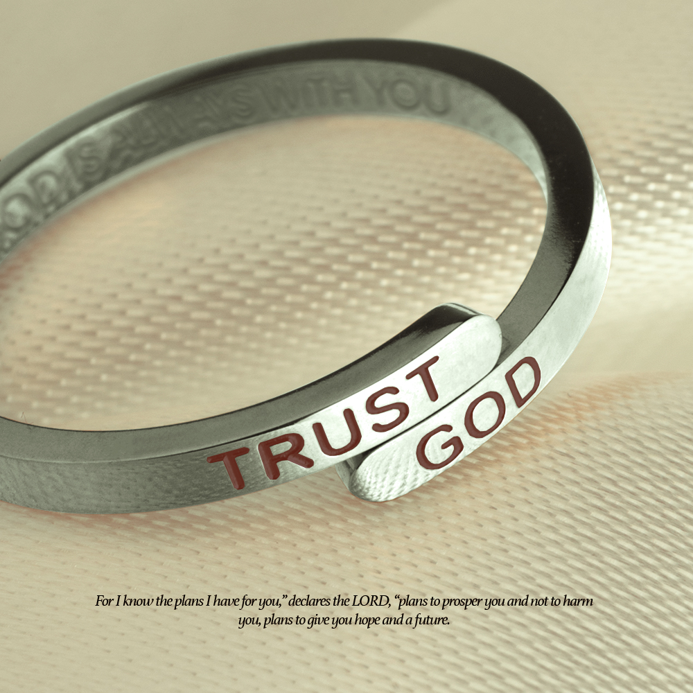 Silver Trust God Ring  (Adjustable size)