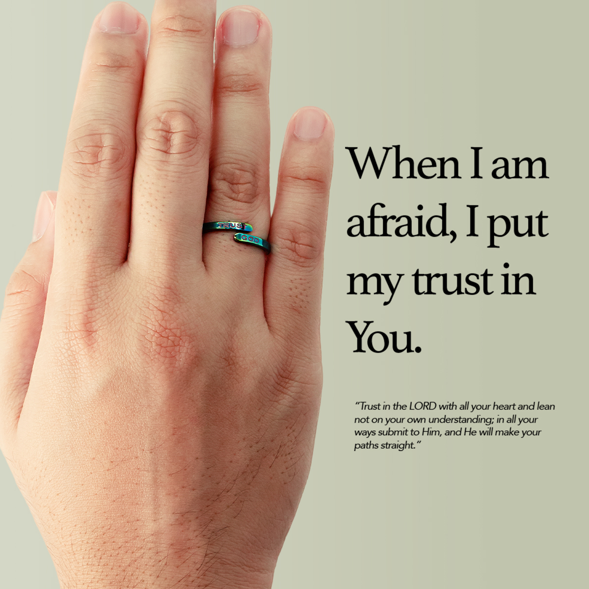 Colored Trust God Ring  (Adjustable size)