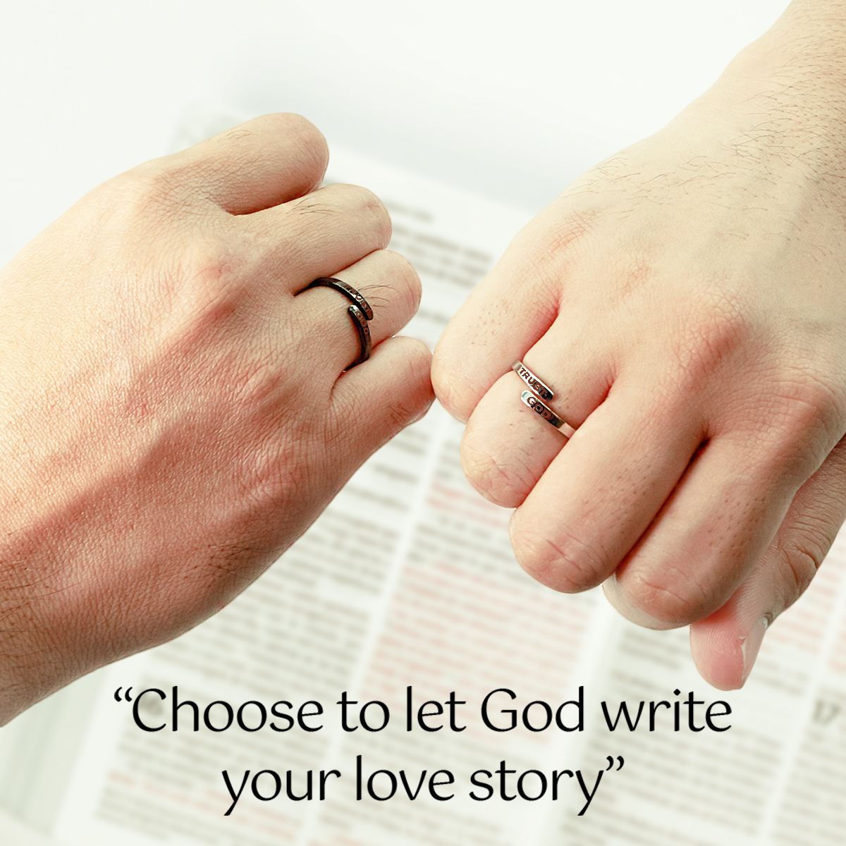 Silver Trust God Ring  (Adjustable size)