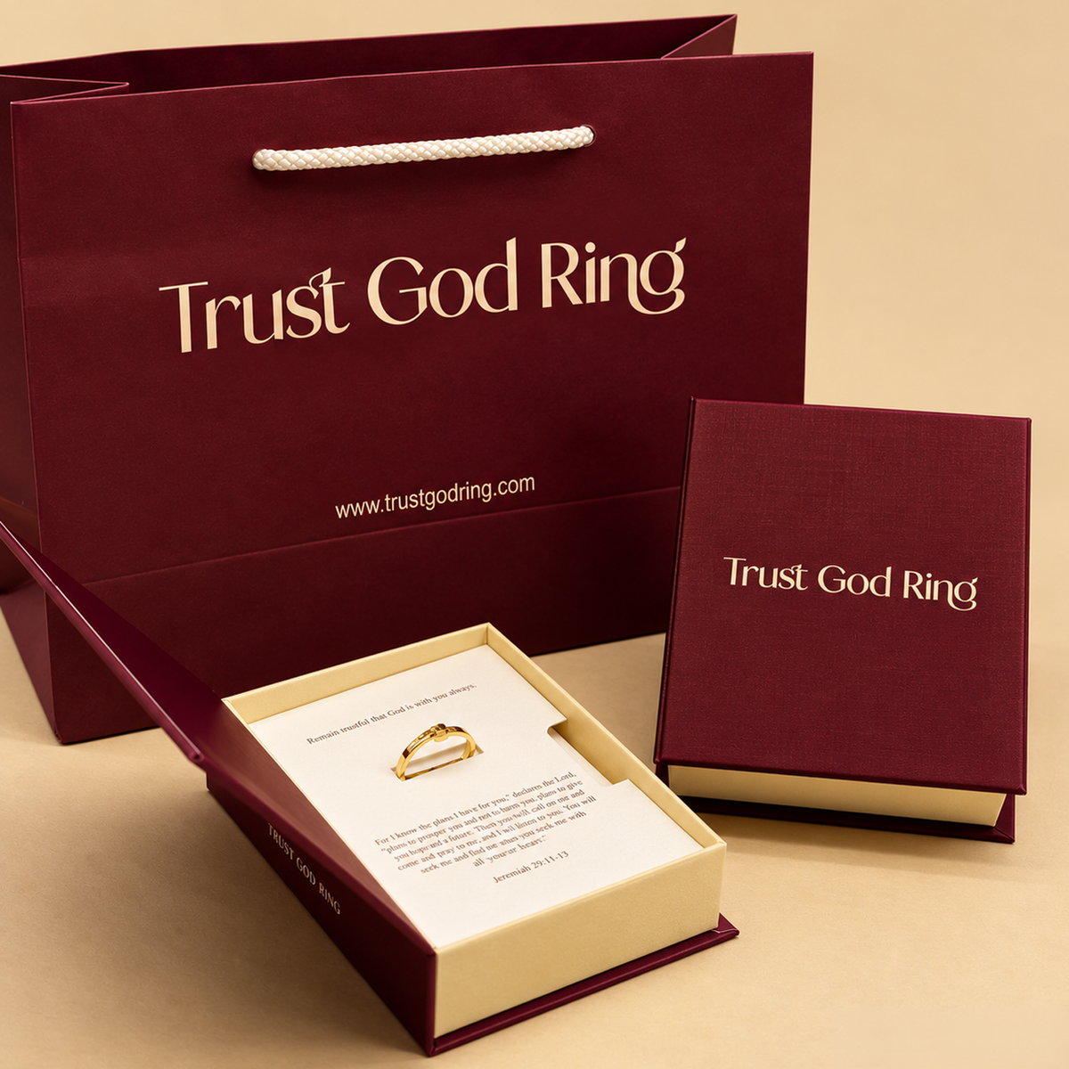 Gold Trust God Ring (Adjustable size)