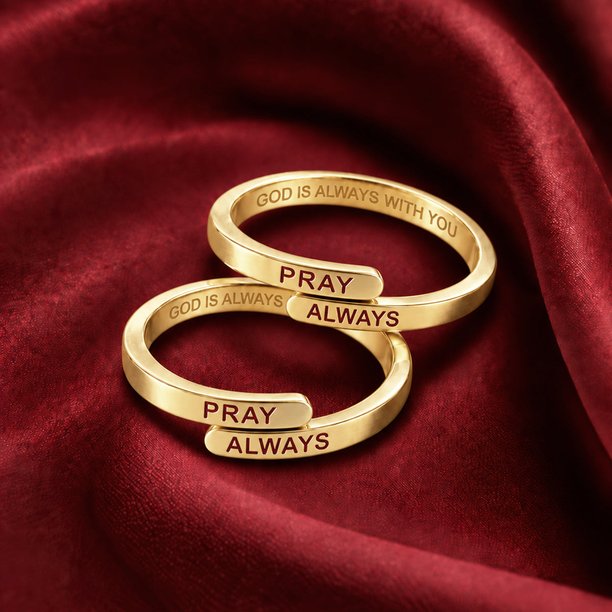 Gold Pray Always Ring (Adjustable size)