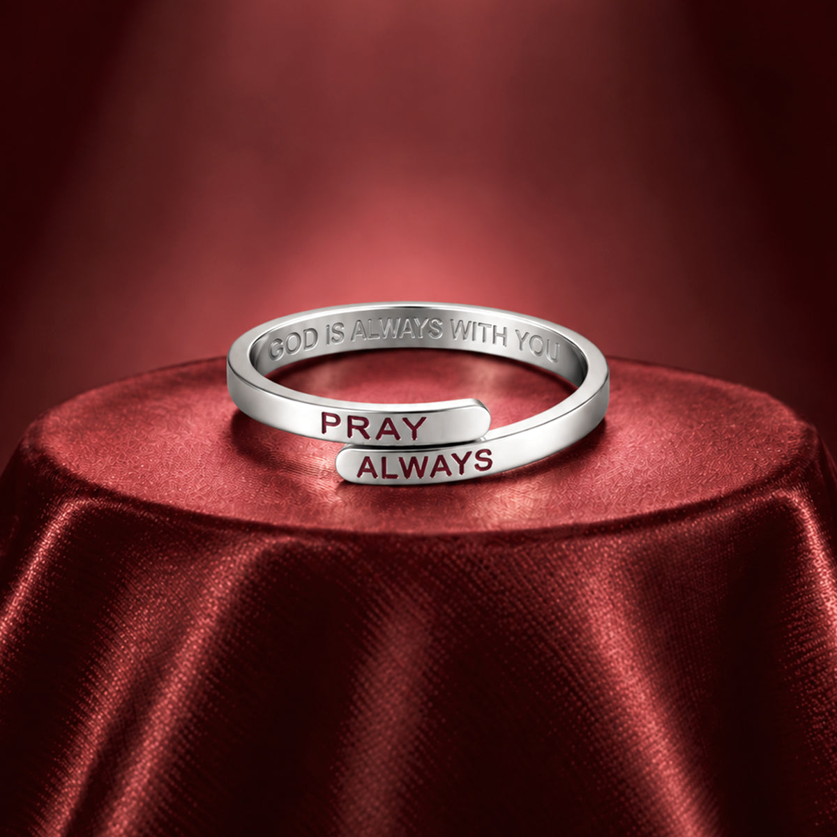 Silver Pray Always Ring (Adjustable size)