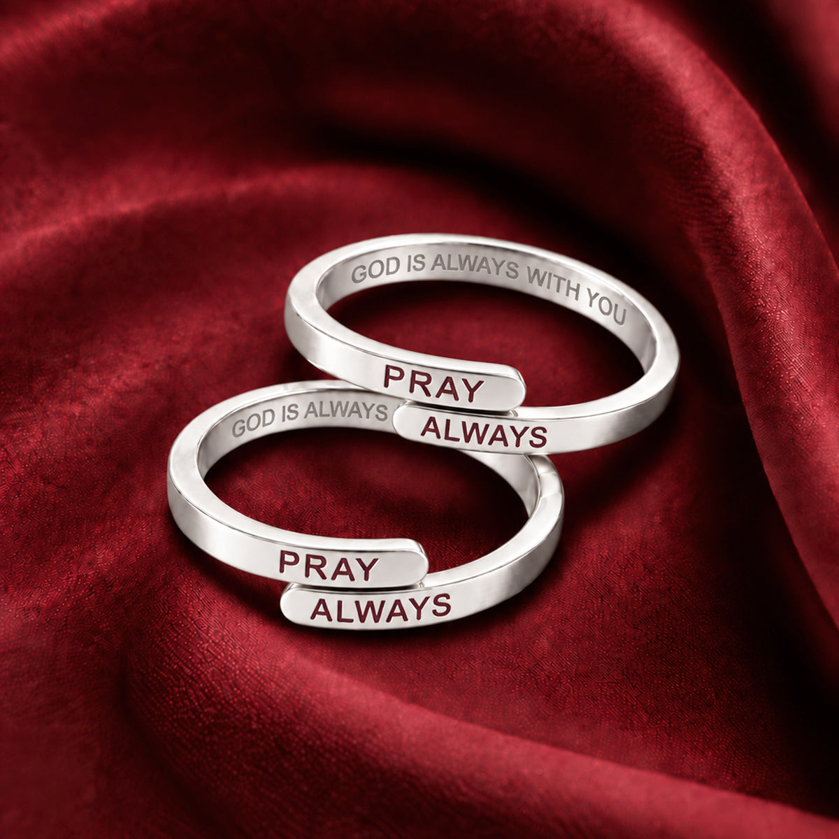 Silver Pray Always Ring (Adjustable size)