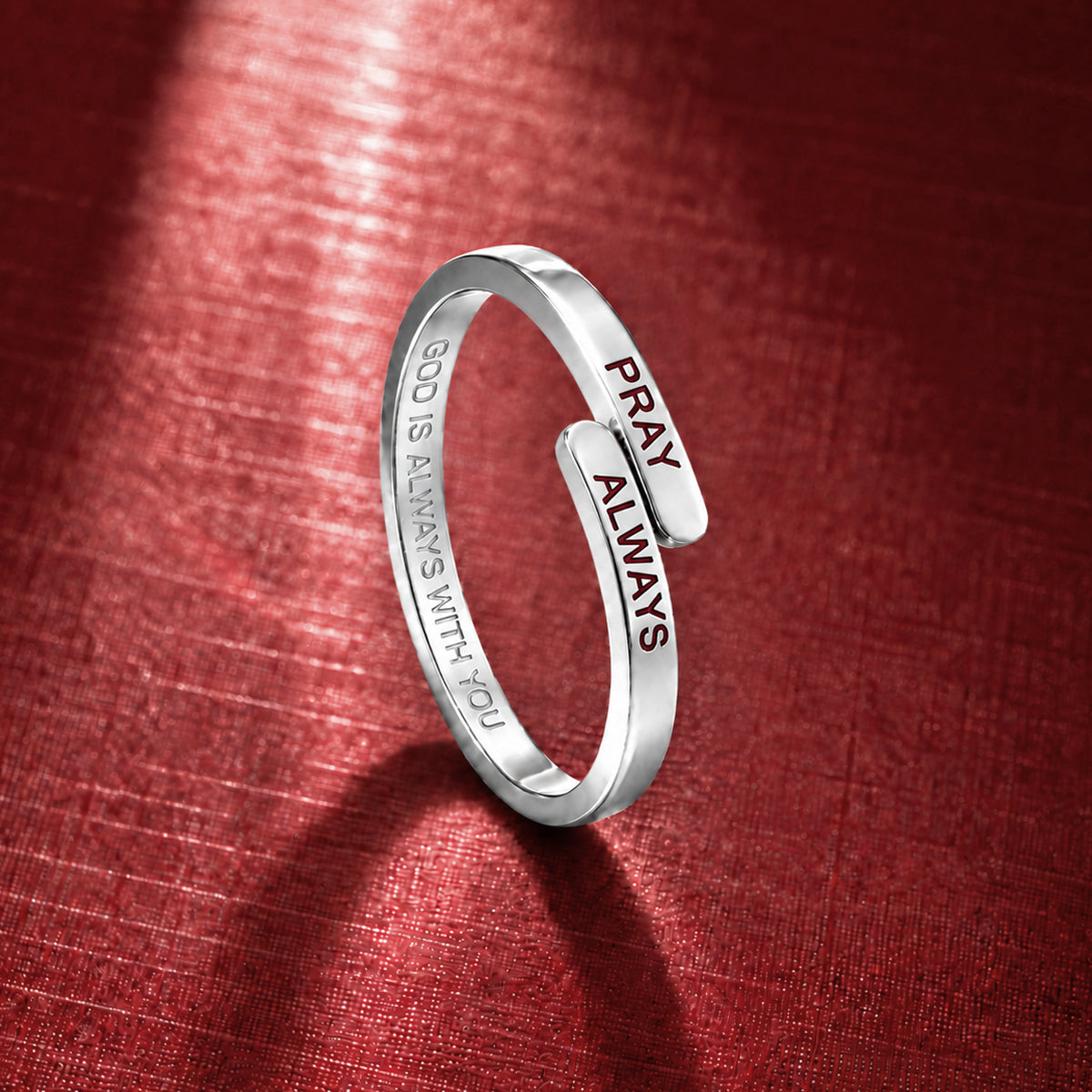 Silver Pray Always Ring (Adjustable size)