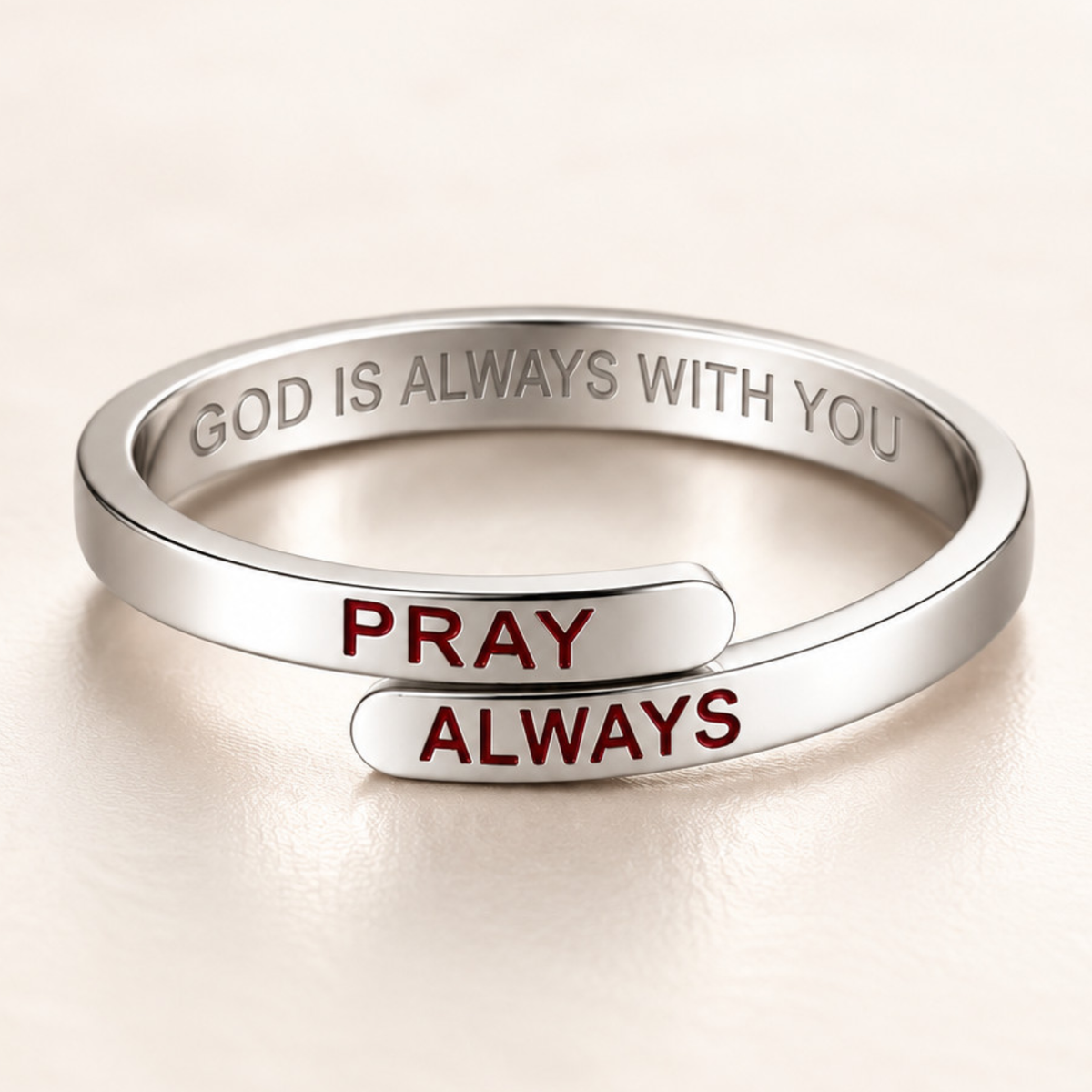 Silver Pray Always Ring (Adjustable size)