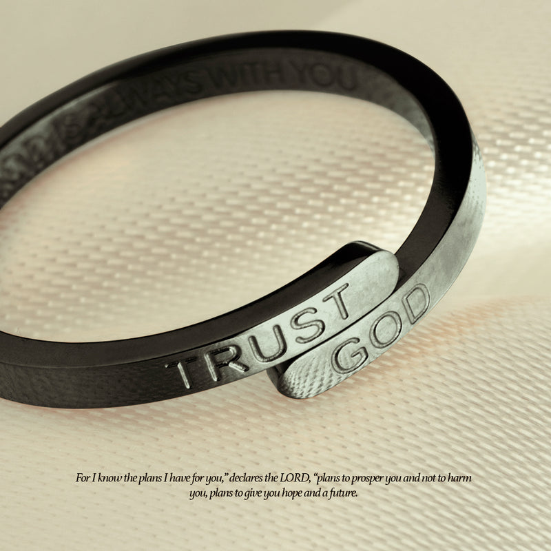 Black Trust God Ring  (Adjustable size)