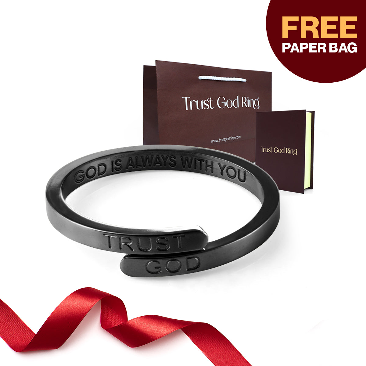 Black Trust God Ring  (Adjustable size)