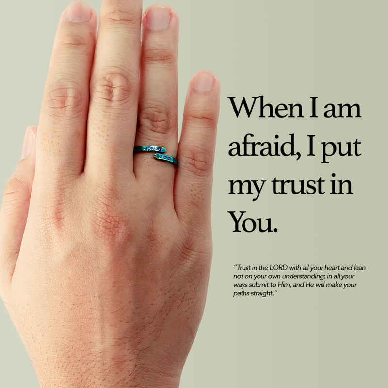 Colored Trust God Ring  (Adjustable size)