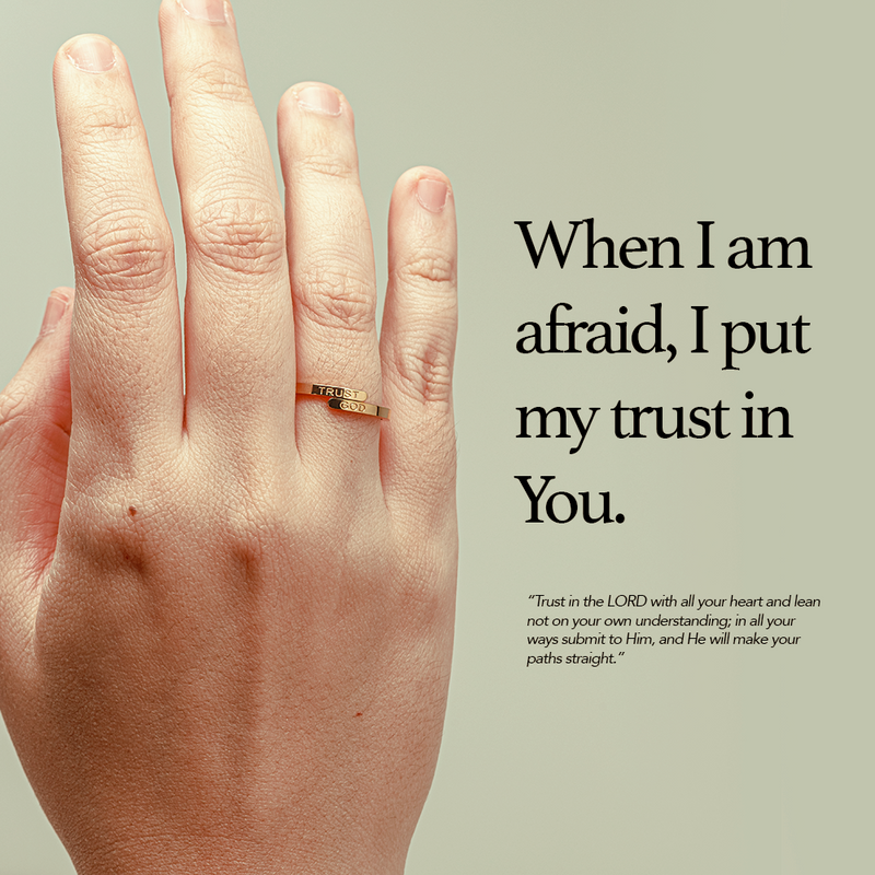 Gold Trust God Ring  (Adjustable size)