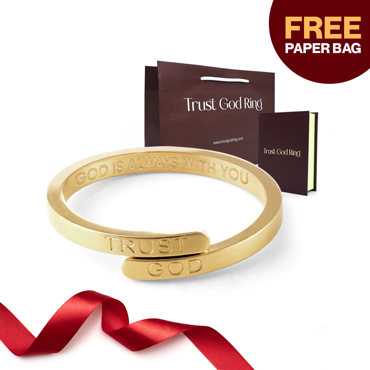 Gold Trust God Ring (Adjustable size)