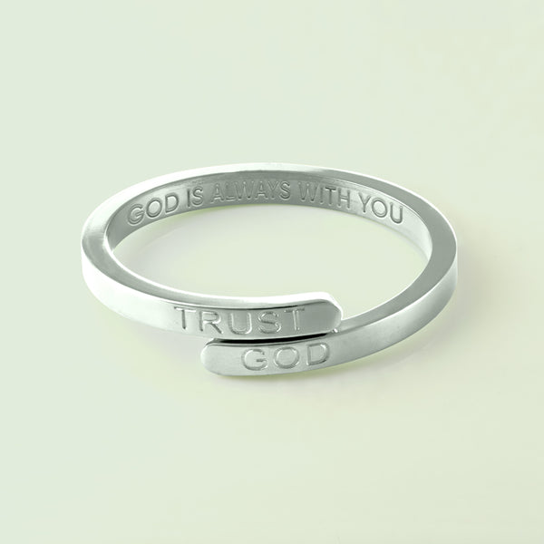 Silver Trust God Ring  (Adjustable size)