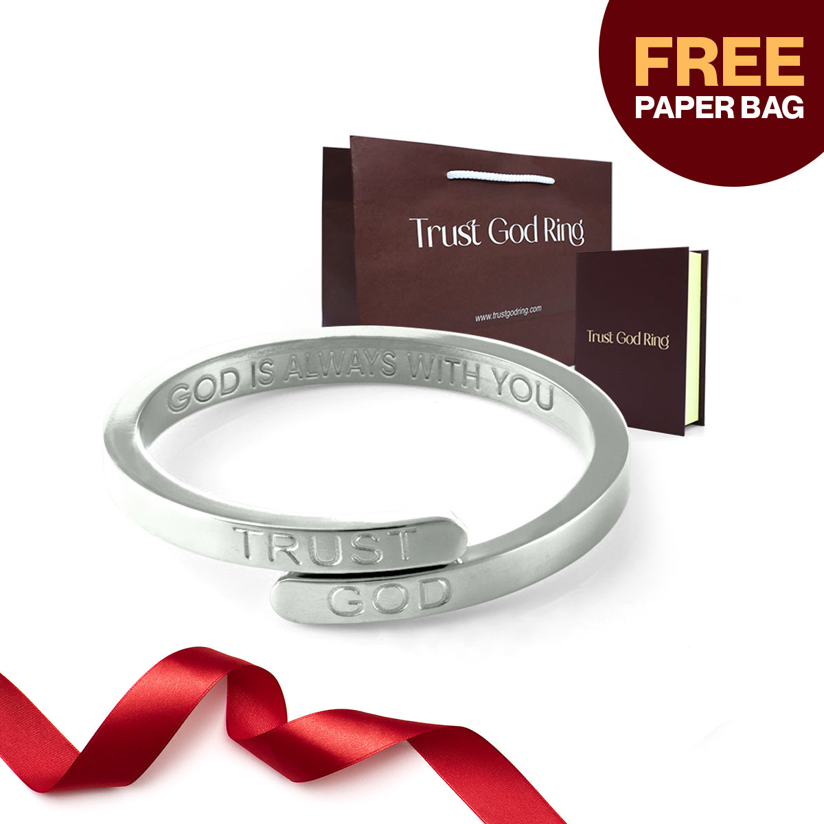 Silver Trust God Ring  (Adjustable size)