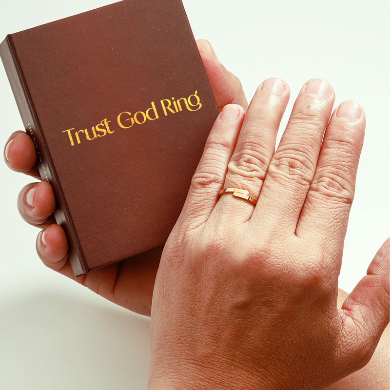 Gold Trust God Ring  (Adjustable size)