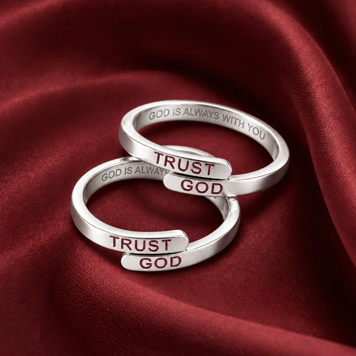 Silver Trust God Ring  (Adjustable size)