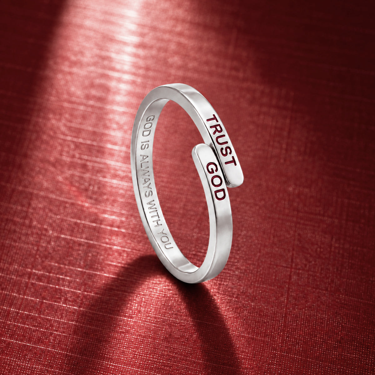 Silver Trust God Ring  (Adjustable size)