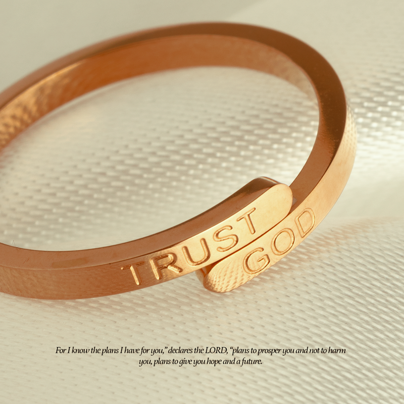 Trust God Ring Couples Set  (18k Gold plated, Adjustable size) -2sets